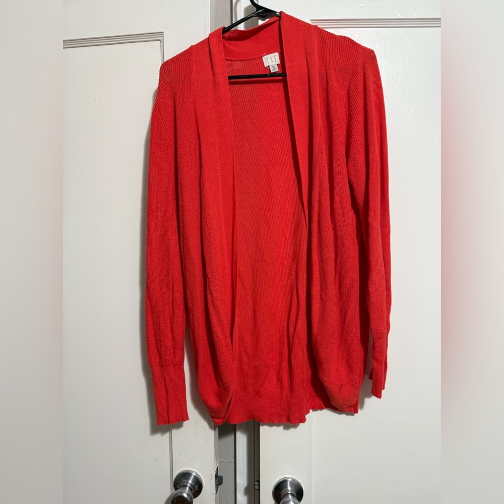 Red A New Day Open Front Cardigan